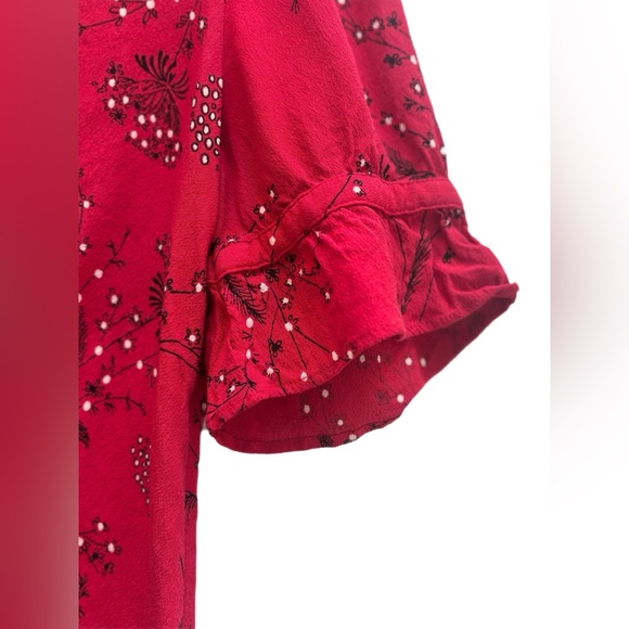 Madewell “Daylight” Top in “Windswept Floral” Red short sleeve ruffle blouse ❤️ - Picture 7 of 11